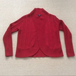 Talbots Red Cable Knit Cardigan Sweater - MP